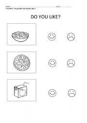 English Worksheet: FOOD WORKSHEET: DO YOU LIKE?