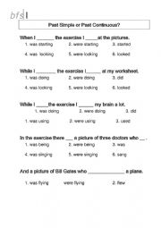 English Worksheet: Past simple/Past Continuous 