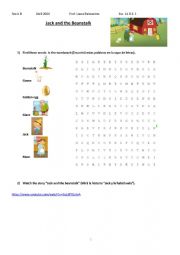 English Worksheet: Jack and the Beanstalk