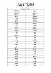 English Worksheet: PAST TENSE
