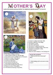 English Worksheet: Picture description - Mothter�s Day