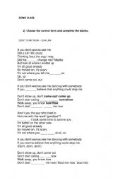 English Worksheet: Son Class - Don�t Start Now by Dua Lipa