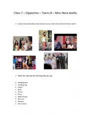 English Worksheet: Opposites
