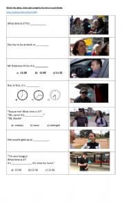 English Worksheet: What time is it? - Video