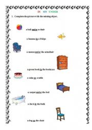 English Worksheet: In On Under