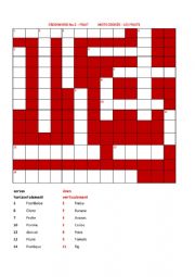 English Worksheet: Crossword:   Fruit (translate clues in French into English)