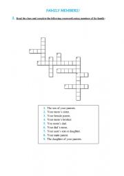 English Worksheet: FAMILY MEMBERS