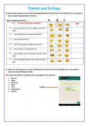 English Worksheet: emojis and feelings exercises