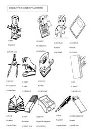 English Worksheet: school supplies 