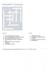 English Worksheet: Crossword_SherlockWorksheet