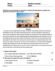 English Worksheet: Koh Lipe Thailand