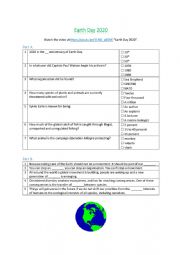 English Worksheet: Earth Day 2020
