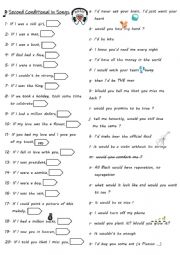 English Worksheet: Second Conditional in songs