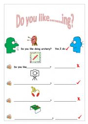 English Worksheet: DO YOU LIKE....ING