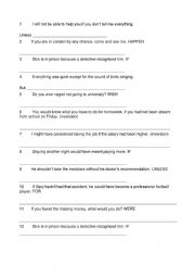 English Worksheet: sentence transformation 