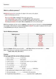 English Worksheet: Reflexive pronouns