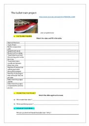 English Worksheet: The bullet train in India / listening comprehension