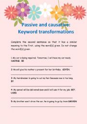 English Worksheet: Passive and causative: keyword transformations