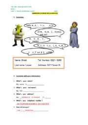 English Worksheet: Asking about name and last name 