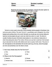 English Worksheet: Tuk Tuk Taxi Thailand