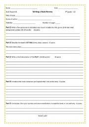 English Worksheet: book report quiz