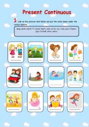 English Worksheet: Present Continuous worksheet