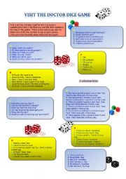 English Worksheet: Conversation Dice Game: Doctors Version