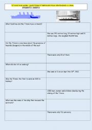 English Worksheet: TITANIC pair work 2 of 3 + KEY