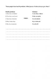 English Worksheet: health problems