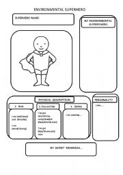 English Worksheet: ENVIRONMENTAL SUPERHERO