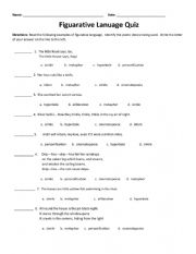 English Worksheet: Figurative Language Test