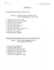 English Worksheet: test passive voice