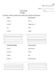English Worksheet: Food Groups
