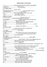 English Worksheet: Past simple vs present perfect