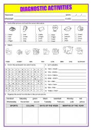 English Worksheet: Diagnostic Activities