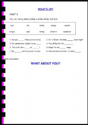 English Worksheet: BE + Cold/hot/thirsty etc.