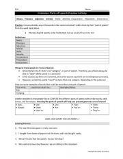 English Worksheet: Grammar-parts of speech