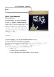 Mind your language - Elementary English episode- based worksheet -