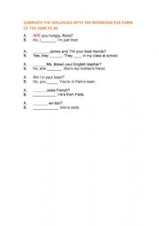 English Worksheet: Verb to be