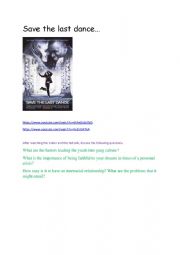 English Worksheet: Save the last Dance!Speaking-Writing prompt