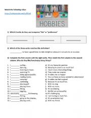English Worksheet: Hobbies - Like + ing - Because