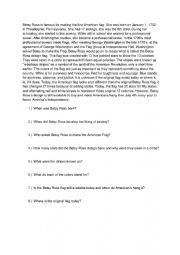 English Worksheet: Origins of the American Flag 