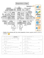 English Worksheet: Prepositions of Place