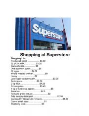 English Worksheet: Role play game - Shopping at Supermarket