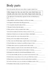 English Worksheet: Body parts