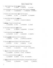 English Worksheet: Parts of Speech Test 