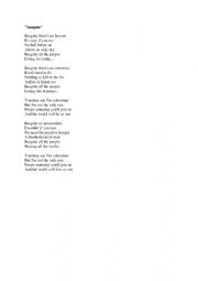 English Worksheet: Song: Imagine by Joh Lennon