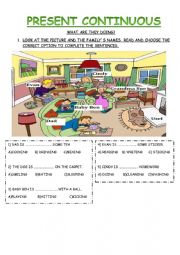 English Worksheet: PRESENT CONTINUOUS: WHAT ARE THEY DOING? 
