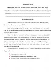 English Worksheet: DESCRIPTIVE ESSAY AND MODEL WRITING. 