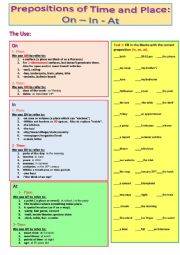 Prepositions of Place and Time (On, In, At)